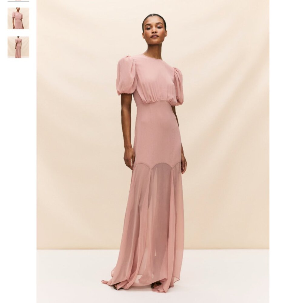 De La Vali AGUA MAXI DRESS IN BLUSH CRINKLE CHIFFON